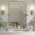 MOON MIRROR Brushed Gold Rectangle Pivot Mirror for Bathroom, Brass Pivoting Vanity，Overall 24.33 x 30 in (Mirror 20x 30 in)