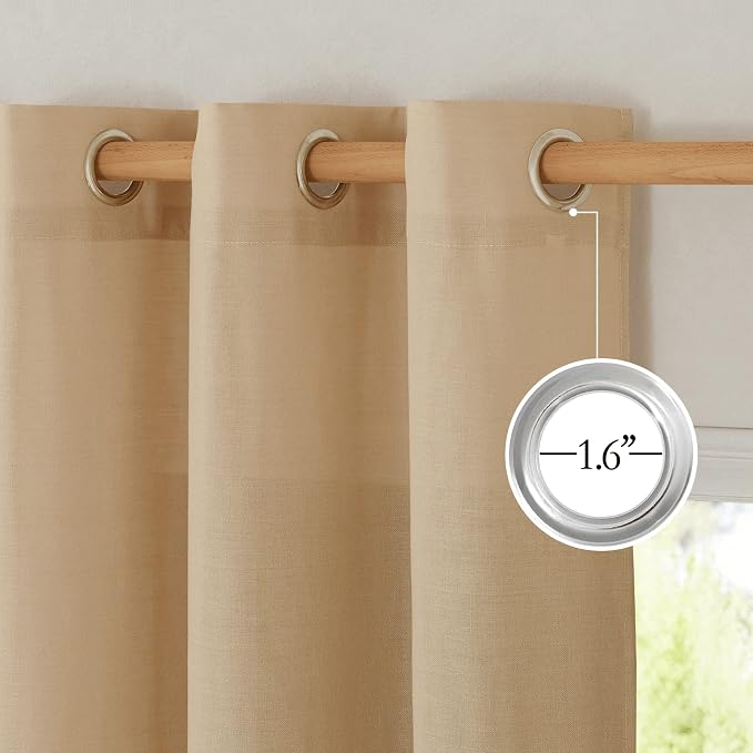 NICETOWN Burlap Linen Kitchen Window Curtains Over Sink, Grommet Thick Linen - Image 2