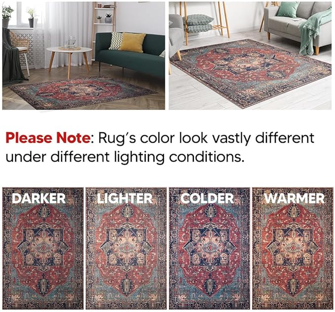 Keen Home Design 2x10 Rug - Machine Washable Runner Rug with Non-Slip Backing, Ideal for Hallway, Entryway, Kitchen, Laundry Room - Vintage, Easy Clean, Durable, Low Pile - (2'6" x 10')