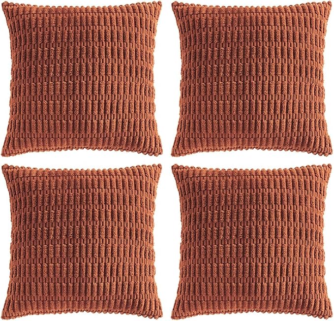 Fancy Homi 4 Packs Rust Decorative Throw Pillow Covers 26x26 Inch by Fancy+Homi