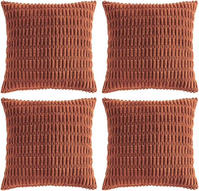 Fancy Homi 4 Packs Rust Decorative Throw Pillow Covers 20x20 Inch by Fancy+Homi