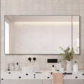 Black Bathroom Mirror for Wall, Rectangle Mirrors with Metal Frame, Modern Vanity Wall Mirror Decor for Entryway Hangs, Bathroom Living Room Horizontal or Vertical (Black, 48" L x 30" W)
