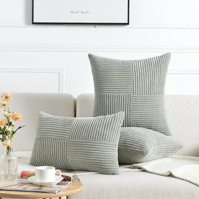 Fancy Homi 2 Packs Grey Decorative Throw Pillow Covers 22x22 Inch - Image 6