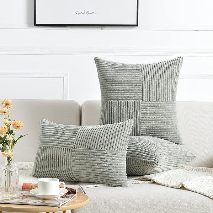 Fancy Homi 2 Packs Grey Big Decorative Throw Pillow Covers 24x24 Inch - Image 6