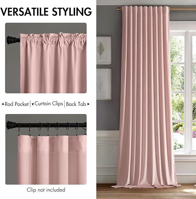 MIULEE Baby Pink Velvet Curtains 108 inches - Image 2