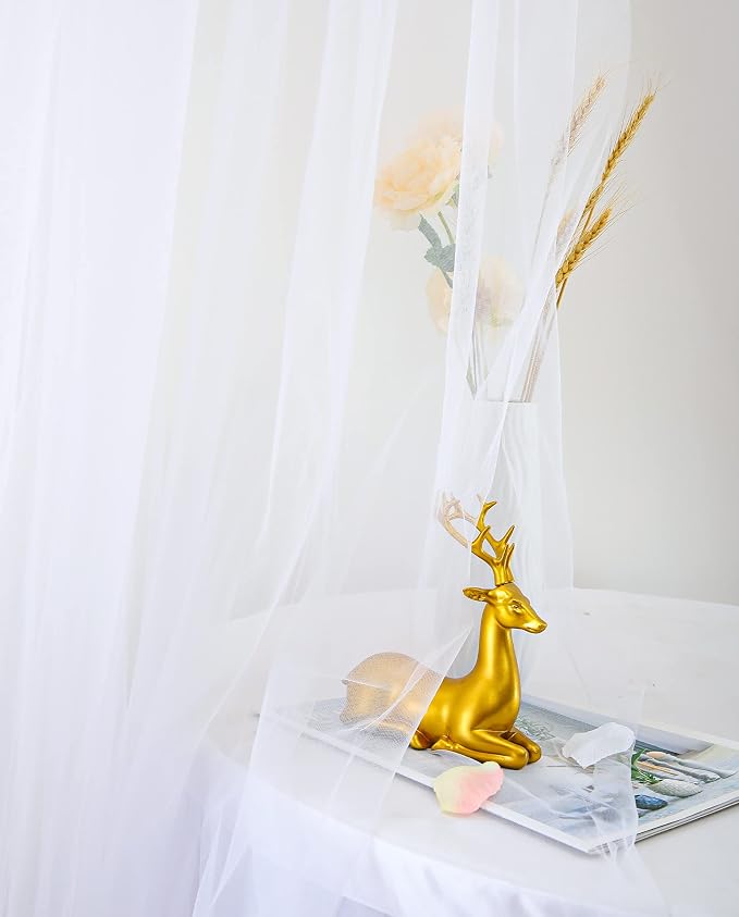 White Sheer Backdrop Curtains Tulle Backdrop Curtain - Image 8