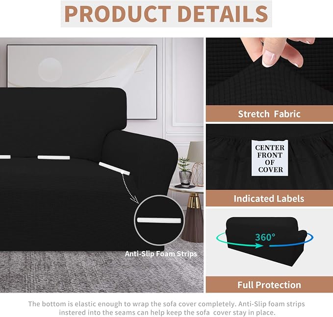 Easy-Going 100% Waterproof Dual Couch Cover, Stretch Jacquard Sofa Slipcover - Image 4