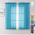 Lecloud Turquoise Sheer Curtains 63 Inch Length 2 Panels, Light Filtering Voile by Lecloud