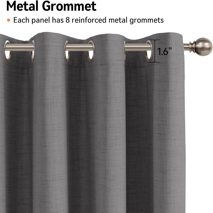 100% Blackout Shield Curtains, Dark Gray, 2 Panels, Grommet Top, Thermal - Image 5