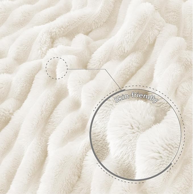 Exclusivo Mezcla Twin Size Flannel Fleece Blanket, Super Soft Striped Jacquard - Image 5