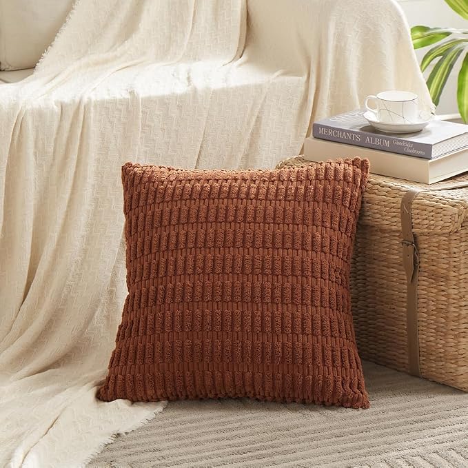 Fancy Homi 4 Packs Rust Decorative Throw Pillow Covers 18x18 Inch - Image 2