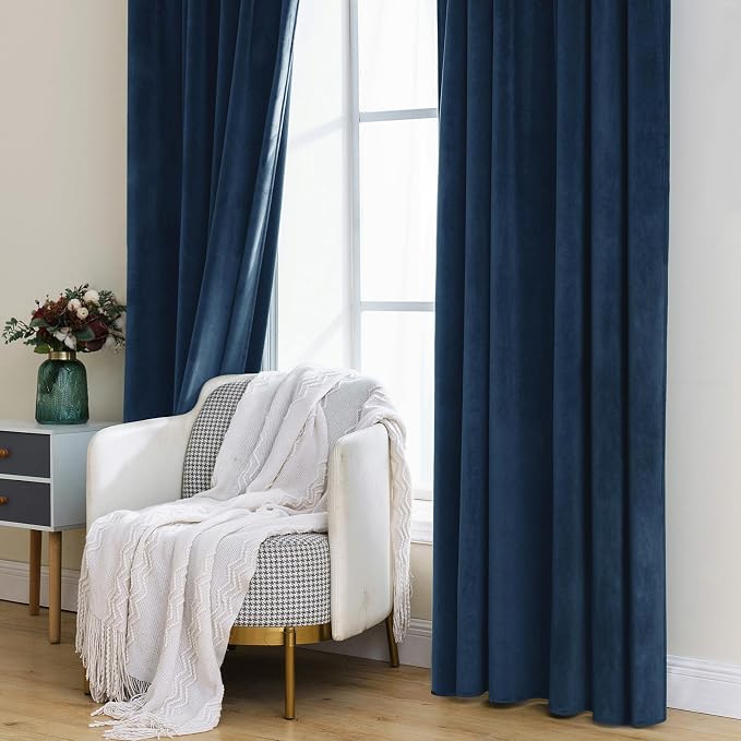 MIULEE Navy Blue Velvet Curtains 84 inches - Image 7