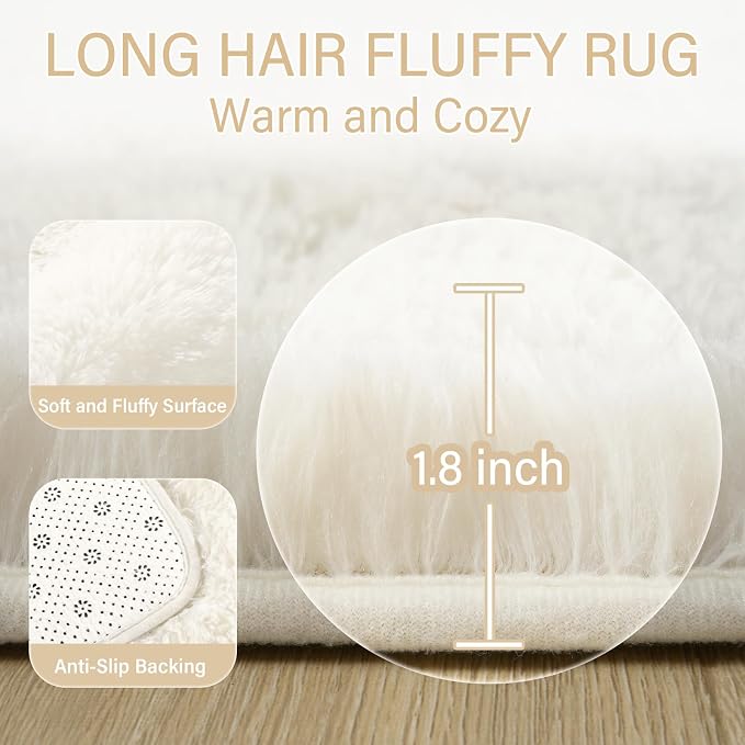 Amearea Premium Soft Area Rug 4x5.3 Feet, Cream Rugs - Image 5