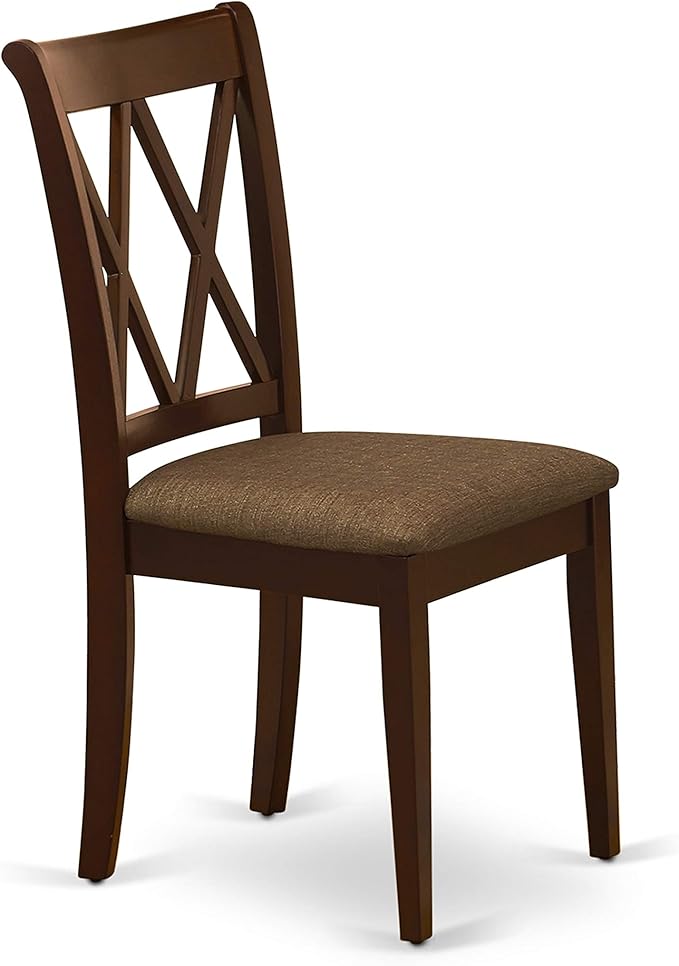 East West Furniture DUCL6-MAH-C 6 Piece Kitchen Table & Chairs Set Contains a Rectangle Dining Room Table and 4 Linen Fabric Dining Chairs with a Bench, 36x60 Inch, Mahogany