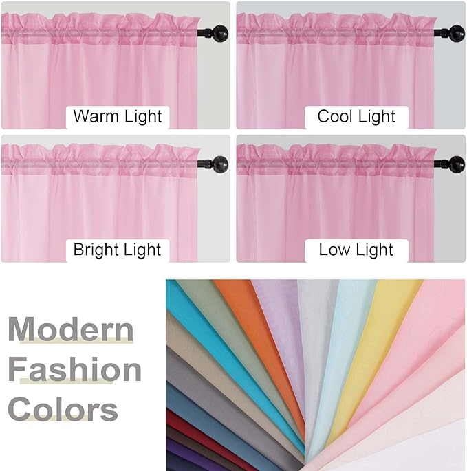 Kitchen Curtains 24 Inch Length Tier 2 Pieces, Cafe Bathroom Basement Rod - Image 5