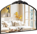 Black Brushed Gold Antique Mirror, 40"x31", Traditional Vintage Mirror with Ornate Metal Frame, Baroque Style for Fireplace, Entryway, Bathroom, Living Room, Hallway
