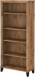 Bush Furniture Somerset 5 Shelf Bookcase in Fresh Walnut, Tall Bookshelf, Large Book Shelf for Living Room, Home Office, or Entryway
