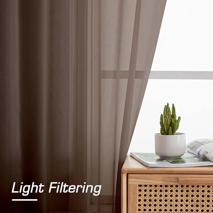 OWENIE Sheer Curtains 72 Inches Long 2 Panels Set, Light Filtering Sheer - Image 3