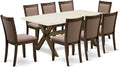 East West Furniture X727MZ748-9 9 Piece Dining Table Set Includes a Rectangle Dining Room Table with X-Legs and 8 Coffee Linen Fabric Upholstered Chairs, 40x72 Inch, Multi-Color