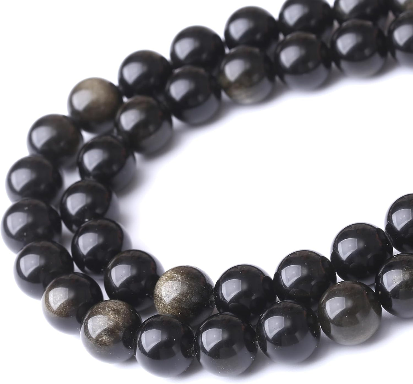 Gold Obsidian Stone Beads for Jewelry Making DIY Craft Gemstone Beads Kit (10mm, 35pcs) Cosmic Crystal Pebbles for Bracelets, Necklaces, Home Decor