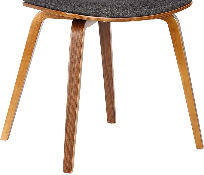 Armen Living Jaguar Mid-Century Dining Chair in Walnut Wood and Charcoal Fabric - Set of 6