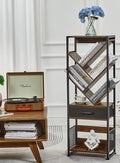 Bookshelf with Drawer,8 Tier Tree Bookcase Retro Floor Standing Bookshelves,Tall Wood Bookcases with Cabinet Storage Organizer for Living Room, Bedroom & Home Office, Classic