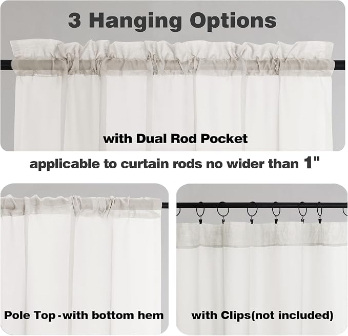 Chyhomenyc Ivory Sheer Curtains 84 Inches Long 2 Panels, Light Filtering Ivory - Image 3
