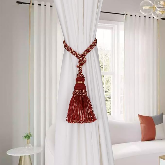 Fenghuangwu 2 Pack Curtain Tie Backs Rope Tassels - Image 3