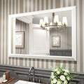 Amorho Bathroom Mirror, 48X32 Inch White Thick Metal Framed Wall Mirrors for Over 2 Sinks, Bedroom, Living Room, Entryway, Large Rectangle Wall-Mounted Mirrors.