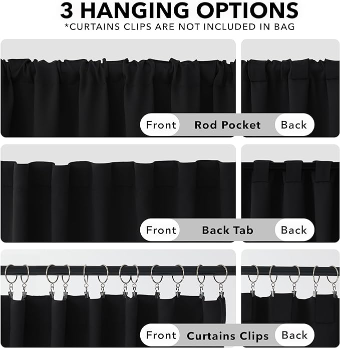 Deconovo Blackout Curtains, Thermal Insulated, W52 x L45 2 Panels, Back Tab - Image 2
