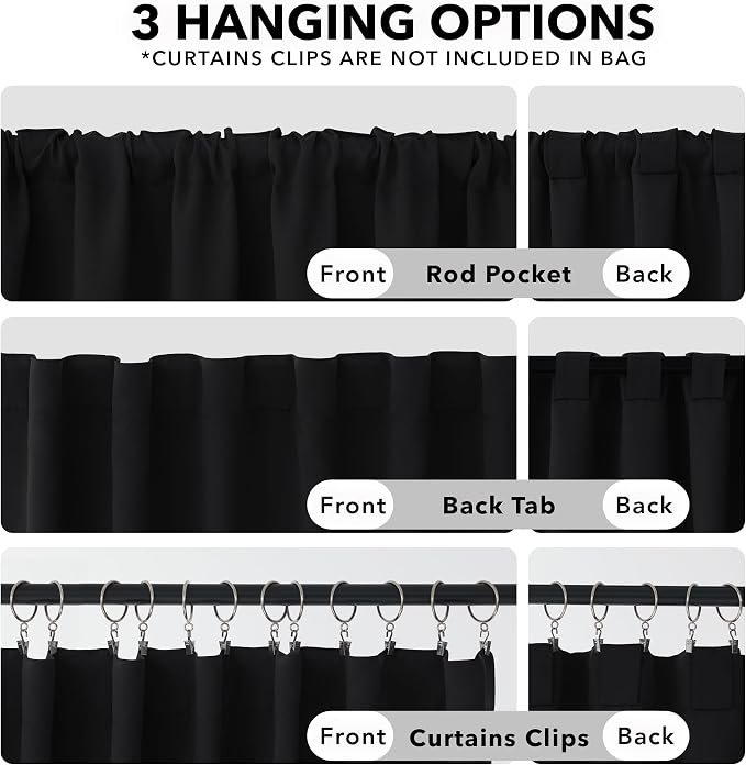 Deconovo Blackout Curtains, Thermal Insulated, W42 x L63 2 Panels, Back Tab - Image 2