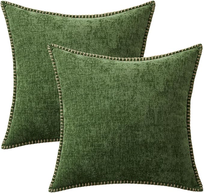 MIULEE Pack of 2 Christmas Pillow Covers 16x16 Inch Moss Green Farmhouse - Image 6