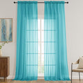 OVZME Turquoise Sheer Curtains 120 Inches Long 2 Panels Set, 59 Inch Extra Wide by OVZME