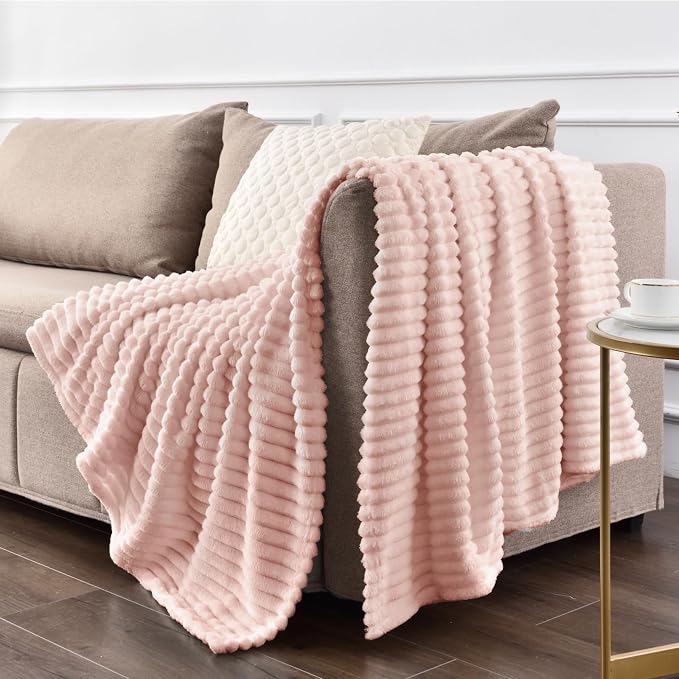BEDELITE Fleece Throw Blanket for Couch – 3D Ribbed Jacquard Soft and Warm - Image 7