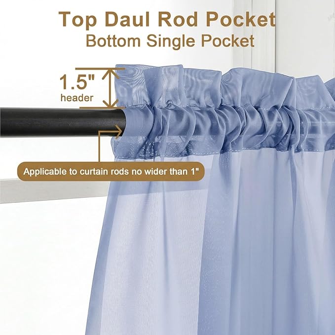 Chyhomenyc Sheer Curtains 84 Inches Long 2 Panels Set - Image 5