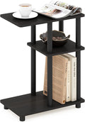 Furinno Turn-N-Tube C-Shape Sofa Side Table, Espresso/Black, Plastic Pole Without Caster