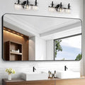 KOCUUY 60"x30" Large Rectangle Vanity Mirror, Black Metal Frame Mirror with Rounded Corner, Modern Design of Upgraded Shatterproof Glass for Bathroom, Bedroom, Living Room, Entryway