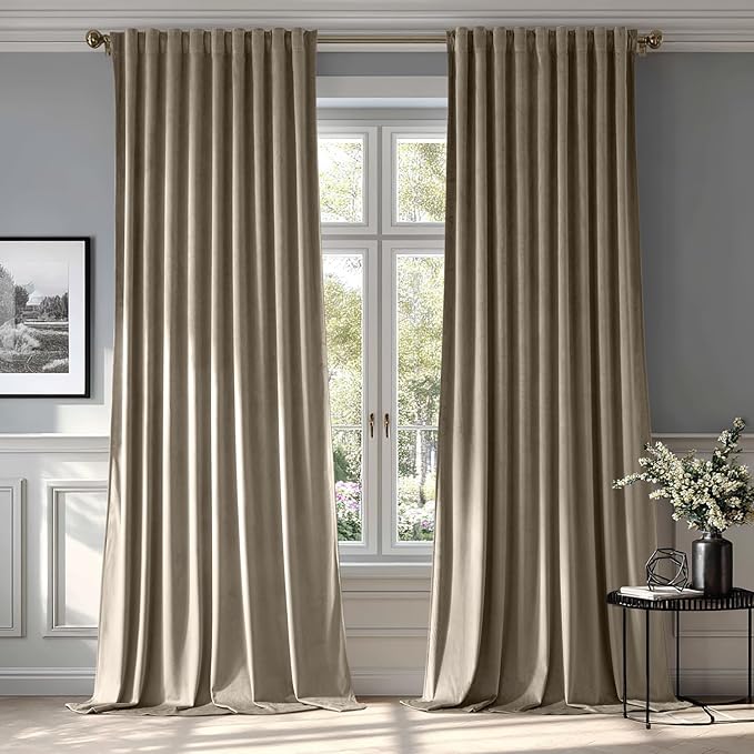 MIULEE Taupe Velvet Curtains 84 inches by MIULEE