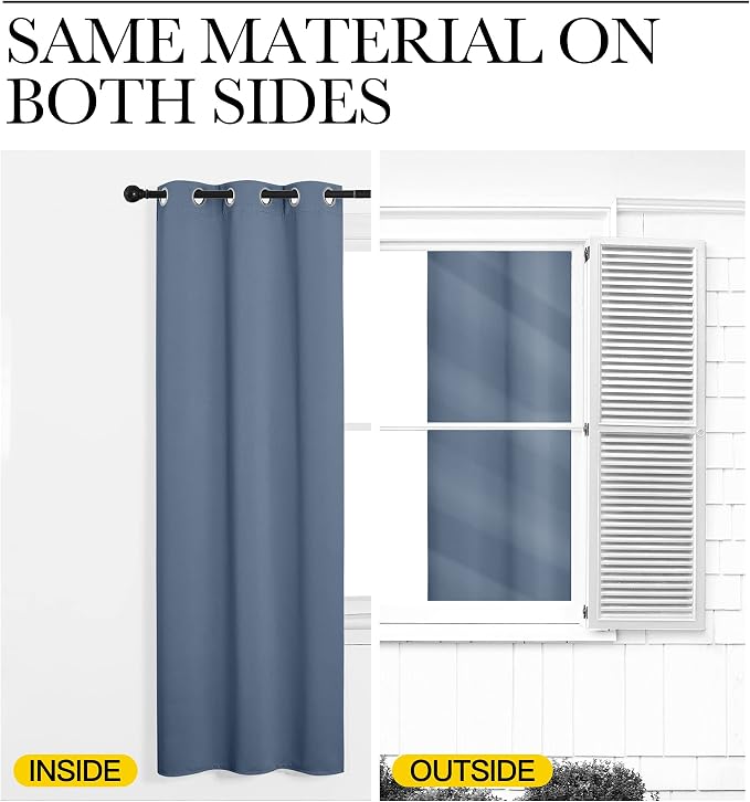 NICETOWN Stone Blue Room Darkening Curtain Panels 120" Length - Image 6