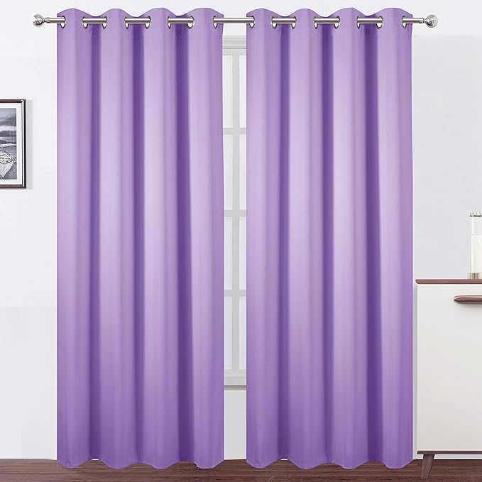 LEMOMO Lilac Blackout Curtains 52 x 84 inch/Lavender Curtains Set of 2 by Lemomo