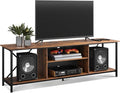 WLIVE TV Stand for 70 Inch TV, Entertainment Center with Storage, Industrial TV Console for Living Room and Bedroom, Rustic Brown