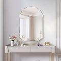 KOCUUY 26"x38" Frameless Mirror, Arched Shape with Diamond-Shaped Beveled Edge,Unframed Decorative with Upgraded Shatterproof Glass,Unique Frameless Mirror for Bathroom,Living Room,Bedroom