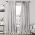 Grey Linen Curtains 102 Inches Long 2 Panels Set by Nanspring