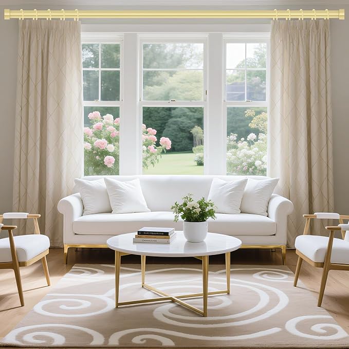 VOIIY Gold Curtain Rods for Windows, Size:36-88 Inch - Image 2