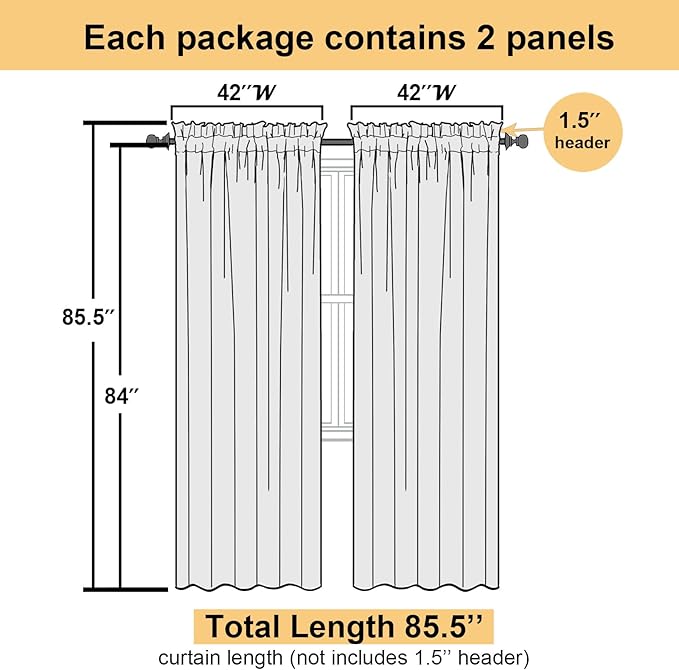 Lecloud Light Pink Sheer Curtains 84 Inches Long 2 Panels Set, Dual Rod Pocket - Image 3