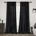 Balck Sheer Linen Curtains 94 inch Length by Nanspring