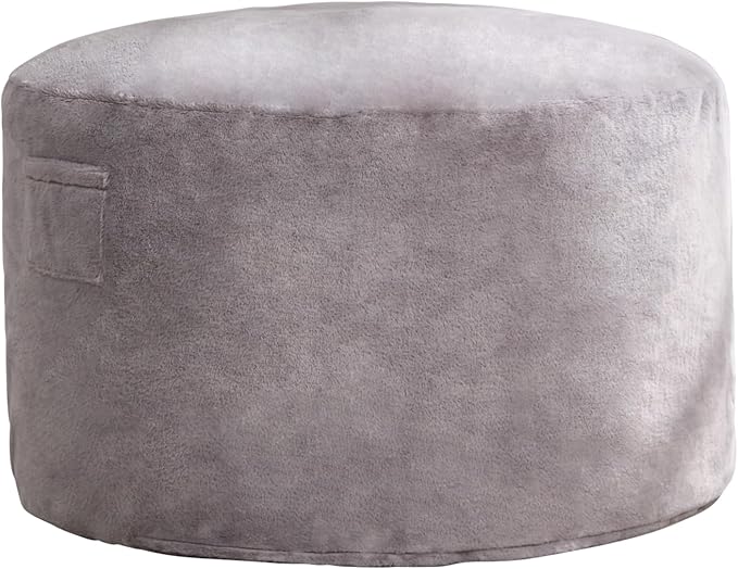 Hobestluk 4ft Bean Bag Chairs for Adults Large Beanbag Chair with Plush Faux Fur Cover Big Bean Bag Chair for Living Room Bedroom Dorm Office - Grey (44” x 44” x 24”)