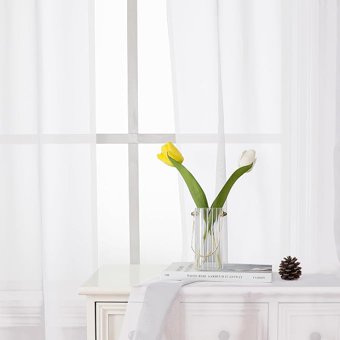Lecloud White Sheer Curtains 78 Inches Long 2 Panels Set, Soft Voile Light - Image 7