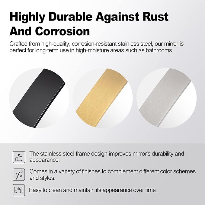 ANDY STAR Black Oval Mirrors for Bathroom, 22x30 Inch Matte Black Stainless Steel Metal Framed Oval Wall Mirror, Modern Vanity Mirror Wall Mount Horizontal or Vertical