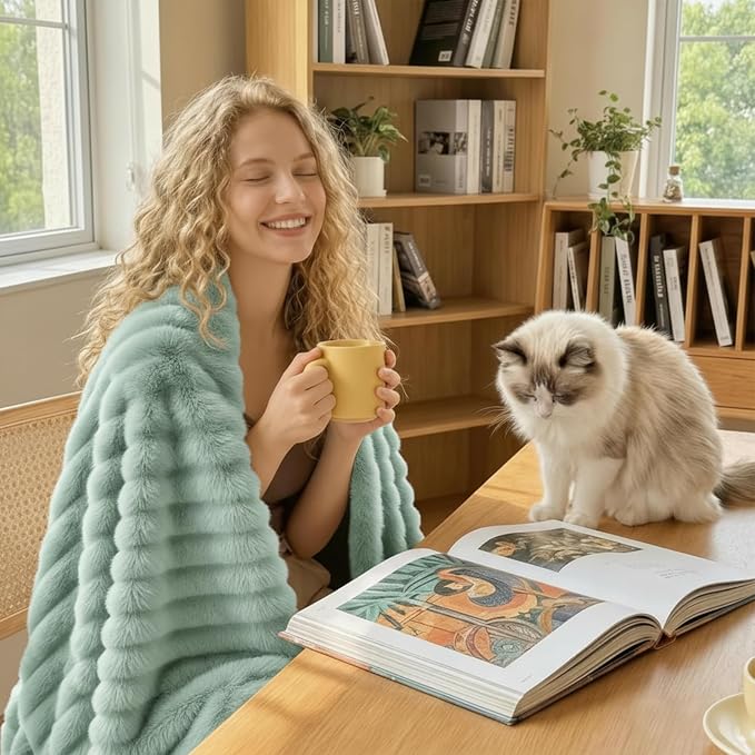 HIMEET Sage Green Ribbed Twin Blanket - Image 5